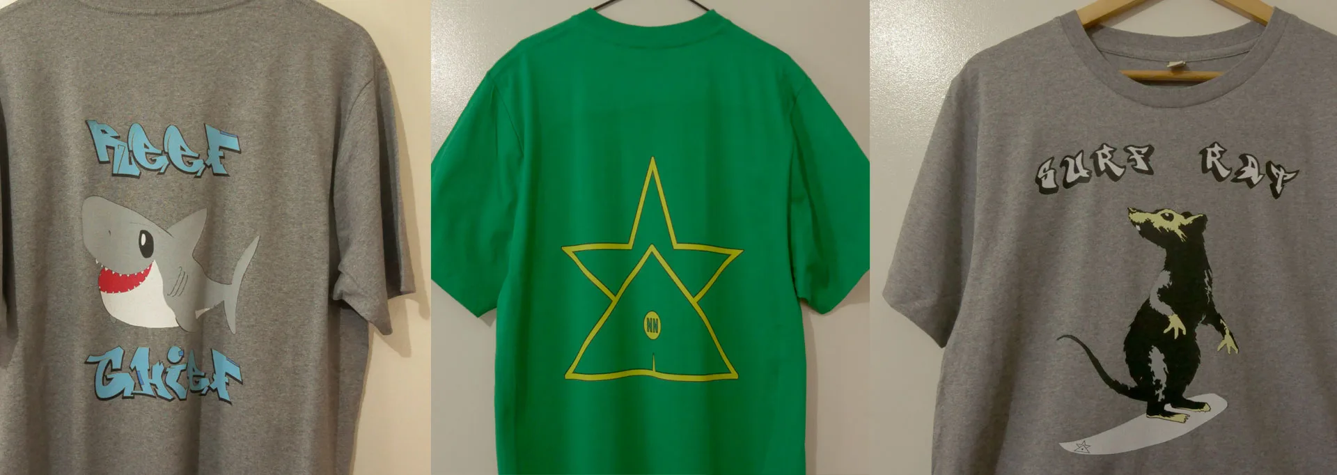 Three custom printed shirts